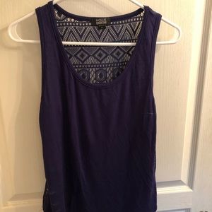 Navy blue tank with see through back